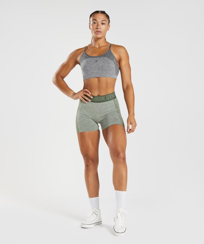 Szorty Gymshark Flex Damskie Szare Oliwkowe | PL 794FGE